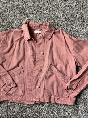 Topshop Rose Pink Button-Front Jean Jacket